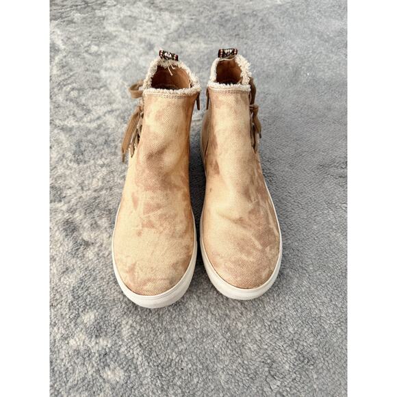 Canvas Hightop Sneaker Boots Boho Festival Women's Size 8 Side Zipper Very G - Picture 3 of 10